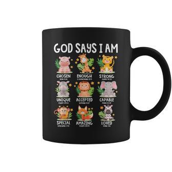 God Says I Am Christian Boys Girls Kids Safari Zoo Animals Coffee Mug - Thegiftio UK