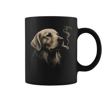 Golden Retriever Smoking Cigar Dog Lover Vintage Coffee Mug - Monsterry