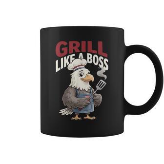 Grill Like A Boss Humour Maître Patriotique Chauve Tasse - Cadeauxyz