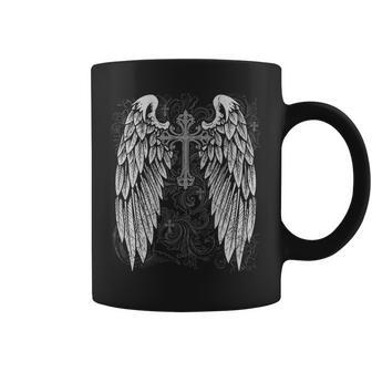 Grunge Wings Angel On Back Cross Y2k 2000S Goth Emo Harajuku Coffee Mug - Thegiftio UK