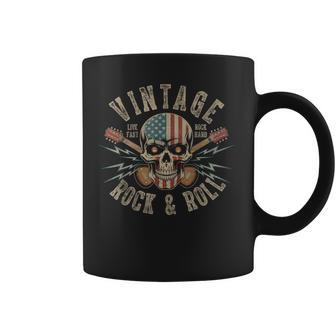 Guitareintage Rock And Roll Drapeau Américain Drapeauintage Rock And Roll Tasse - Cadeauxyz