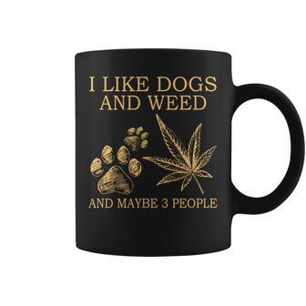 Me Gustan Los Perros Y La Marihuana Y Talez 3 Personas Manga Larga Taza de café - Regaloses