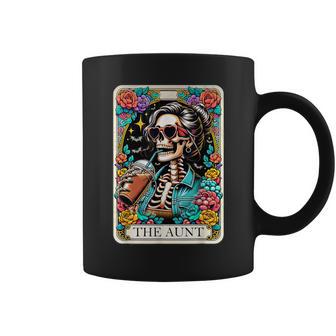 Halloween The Aunt Tarot Card Skeleton Coffee Flowers Floral Coffee Mug - Thegiftio UK