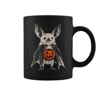 Halloween Bat Pumpkin Bucket Trick Or Treat Spooky Retro Coffee Mug | Seseable UK