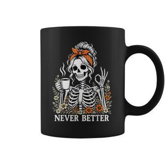 Halloween Never Better Skeleton Coffee Floral Girl Coffee Mug | Seseable UK