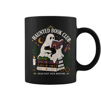 Halloween Ghost Reading Book Black Cat Book Lover Coffee Mug - Thegiftio UK