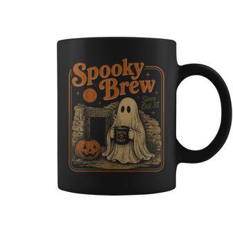 Halloween Spooky Brew Ghost Coffee Lover Vintage Halloween Coffee Mug - Thegiftio UK