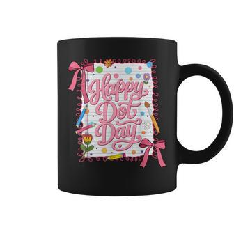 Happy Dot Day Teacher Kids Colorful Coquette Bow Coffee Mug | Seseable UK