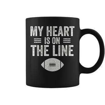 My Heart Is On The Line Football Lineman Mom Coffee Mug | Seseable UK