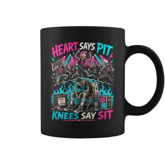 Heart Says Pit Knees Say Sit Skeleton Gym Concert Humor Coffee Mug - Thegiftio UK