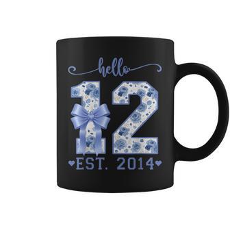 Hello 12 Est 2014 Blue Coquette Bow 12Th Birthday Girl Coffee Mug - Thegiftio UK