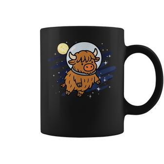 Highland Cow Astronaut Space Animal Lover Moon Boys Girls Coffee Mug - Thegiftio UK