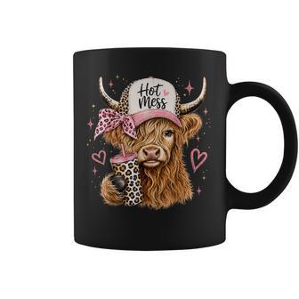 Hot Mess Leopard Highland Cow Coffee Farm Animal Lover Coffee Mug | Seseable UK