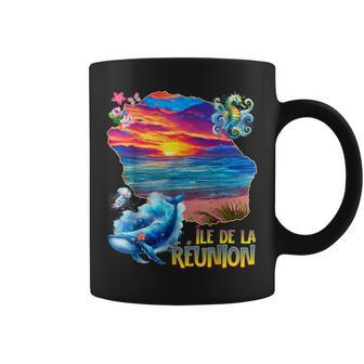 Ile De La Réunion Couché Deoleil Mer Bleues Baleine Méduse Tasse - Cadeauxyz