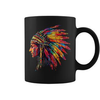 Indian Chief Illustration Colorée Fierté Amérindienne Tasse - Cadeauxyz