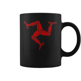 Isle Of Man Flag Mann Abrigo De Armas Manx Triskelion Rojo In Mangas Taza de café - Regaloses