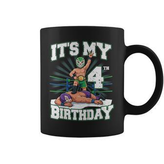 It's My 4Th Wrestling Birthday Party Wrestler 4 Year Old Boy Coffee Mug - Thegiftio UK