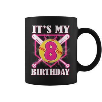 It's My 8Th Birthday 8 Year Old Birthday Softball Player Coffee Mug - Thegiftio UK