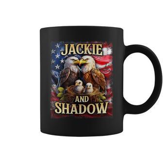 Jackie And Shadow Bald Eagle On Us American Flag Coffee Mug - Thegiftio UK