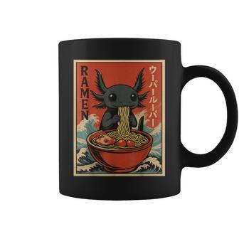Japanese Anime Axolotls Ramen – Black Axolotl Eating Ramen Coffee Mug | Seseable UK