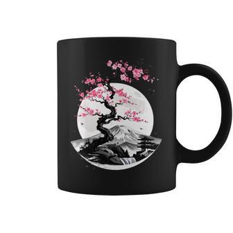Japonais Cherry Blossom Sakura Moon Fuji Manche Longue Tasse - Cadeauxyz