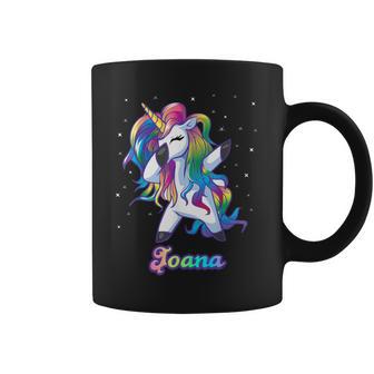 Joana Nombre Personalizado Personalizado Rainbow Unicorn Dabbing Taza de café - Regaloses
