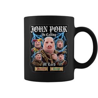 John Pork Está Llamando A Un Meme Medieval Brainrot Taza de café - Regaloses