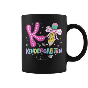 K Is For Kindergarten Teacher Coquette Bow Back To School Coffee Mug - Thegiftio UK