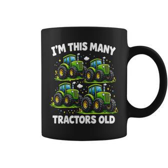 Kids Four Tractors 4Yr 4Th Birthday 4 Year Old Boys Coffee Mug - Monsterry UK