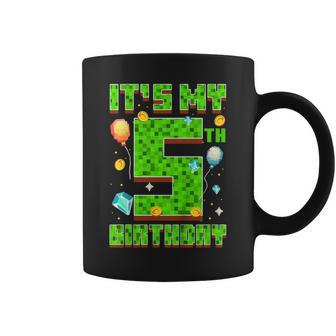 Kids It's My 5Th Birthday Boy 5 Year Old Video Gamer Pixel Coffee Mug | Seseable UK