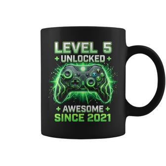 Kids Level 5 Unlocked Awesome Since 2021 5Th Birthday Boy Gamer Coffee Mug - Thegiftio UK