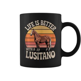 Laida Es Mejor Con Un Caballo Lusitano In Mangas Taza de café - Regaloses