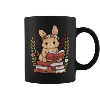 Lapin Livre De Lecture Graphique Lapin Avec Livre Floral Tasse - Cadeauxyz
