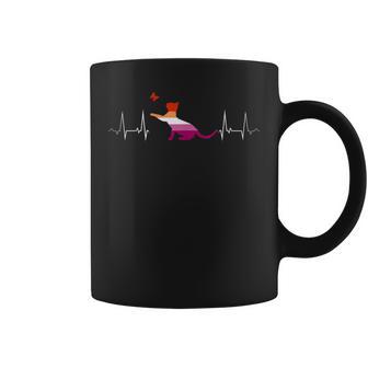 Latido Lesbiano Amor Gato Y Mariposa Orgullo Taza de café - Regaloses