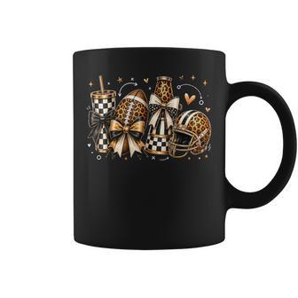 Leopard Football Helmet Game Day Bow Tailgate Lover Women Coffee Mug - Thegiftio UK