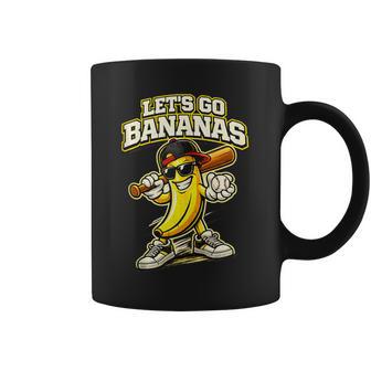 Let’S Go Bananas Baseball Banana Graphic Retro Vintage Coffee Mug | Seseable UK