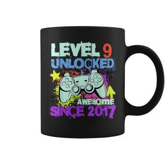 Level 9 Unlocked Awesome Since 2017 9Th Birthday Boy Gaming Coffee Mug | Seseable UK