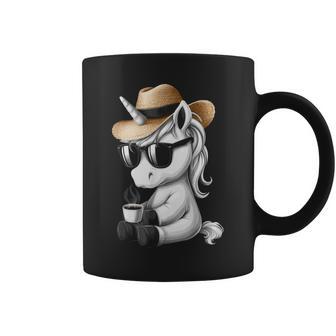Licorne Drôle Avec Lunettes Deoleil Buvant Tasse - Cadeauxyz