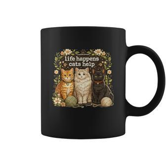 Life Happens Cats Help Cat Lover Coffee Cats Coffee Mug - Thegiftio UK