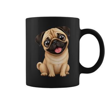 Lindo Diseño De Carlino De Dibujos Animados Amigo Leal Taza de café - Regaloses