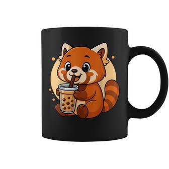 Lindo Panda Rojo Kawaii Anime Bebiendo Té Burbuja Niña Niños Taza de café - Regaloses