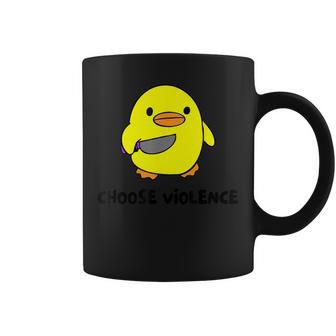 Lindo Pato Amarillo Con Cuchillo Ilustración Taza de café - Regaloses