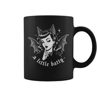 A Little Batty Retro Gothic Halloween Bat Girl Pinup Coffee Mug - Thegiftio UK
