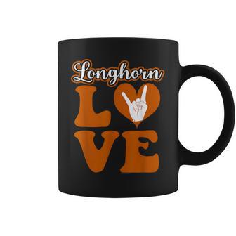 Love Longhorn Girl Heart Cute Retro Letters Coffee Mug - Thegiftio UK