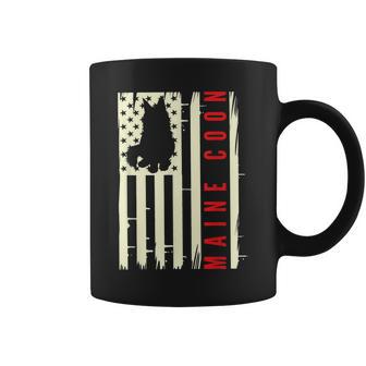 Maine Coon Gato Con Bandera Americana Taza de café - Regaloses
