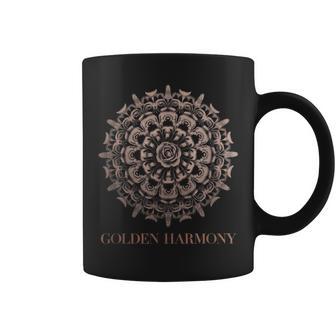 Mandalas Floraux Harmonie Dorée Motif Fougère Or Rose Tasse - Cadeauxyz