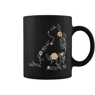 Marrón Flor Gato Marrón Gráfico In Mangas Taza de café - Regaloses