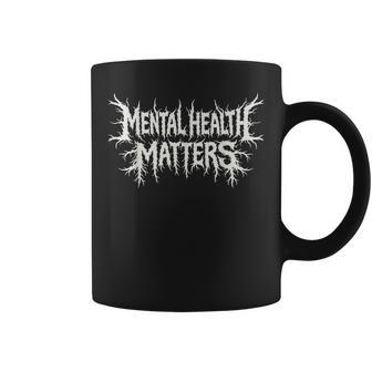 Mental Health Matters Black Metal Style Awareness Message Coffee Mug - Thegiftio UK