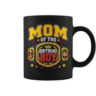 Mom Of The Birthday Boy Wrestling Belt Kids Bday Party Coffee Mug | Seseable UK