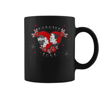 Monstruo Amor Rockabilly Frankensteinalentine Retro Tatuaje Taza de café - Regaloses